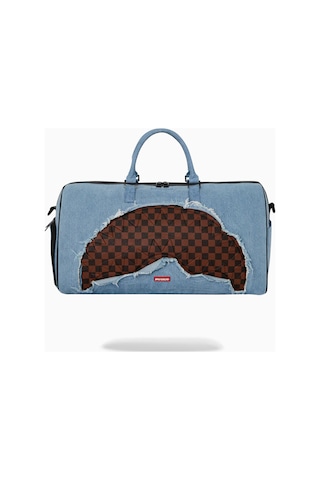 Sprayground Denim Shark Duffle, Lüks Denim Spor Ve Seyahat Çantası El Çantası Mavi