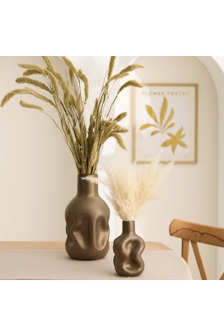Karaca Home Vessa Amorf Vazo 17,5x15x32,3 Cm Kahverengi