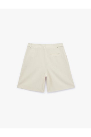 Koton Regular Fit Cep Detaylı Keten Karışımlı Şort Bej 6sak40454uw Ekru