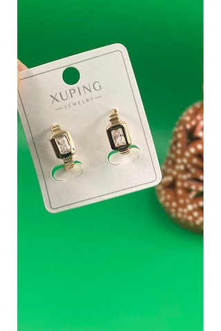Xuping Rose Gold Baget Taşlı Halka Kadın Çelik Küpe Gold