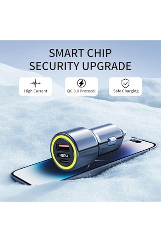 Hp-782 Araç Içi Şarj Cihazı 3.1a Pd 48 Watt Fast Hızlı Şarj Aleti Metal Çakmaklık Şarj Type C 2-port Işıklı