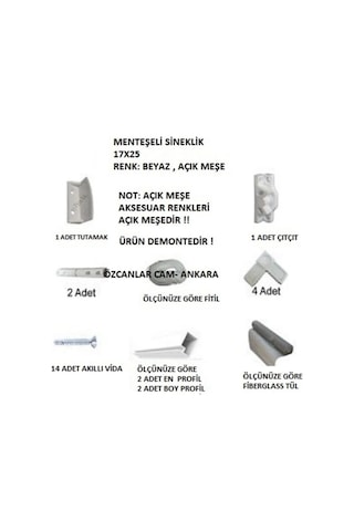 MENTEŞELİ PENCERE SİNEKLİĞİ EN 0-70 CM - BOY 0,140 CM