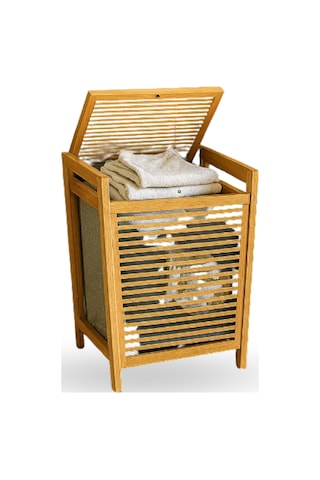 Büro Ev Ofis Dekoru İçin 40x35x60cm Ahşap Bambu Kirli Çamaşır Sepeti Diğer