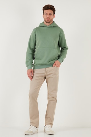 Buratti Regular Fit Kapüşonlu Kanguru Cepli Içi Tüylü Yumuşak Şardonlu Erkek Sweat 5905281 Elma Yeşili