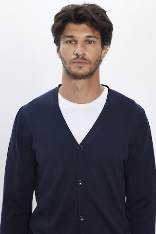 Tudors Erkek Slim Fit Düğmeli Düz Pamuk Mavi Lacivert Hırka-12703 Mavi