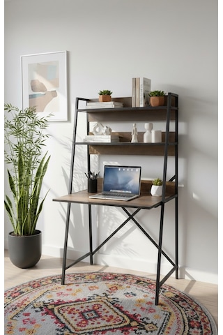 Modern Raflı Çalışma Masası 60x150 - Bilgisayar Ofis Ders Masası Oyuncu Masası Metal Siyah