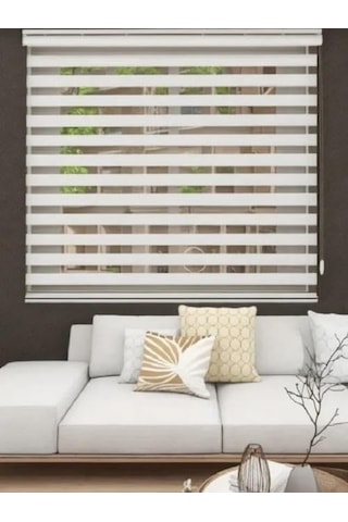 Özel Jaluzi İthal Beyaz Düz Zebra Stor Perde 140x200 Cm, 436 Çok Renkli