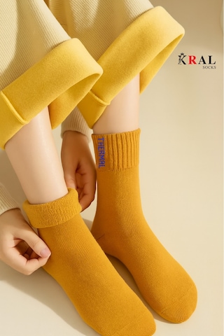 Termal Özellikli Bambu 2x Korumalı 3 Çift Kadın Soft Renkli Kışlık Havlu Soket Çorap ASORTİ