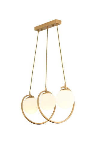 Jarry 3Lü Beyaz Camlı Eskitme Boyalı Modern Tasarım Yemek Masası Üstü Salon Avize
