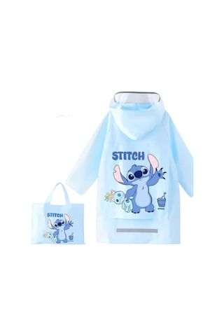 Petityu Stitch Su Geçirmez Şirin Yağmurluk Mavi