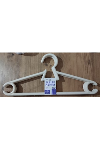 3'lü Moblen Elbise Askısı Beyaz