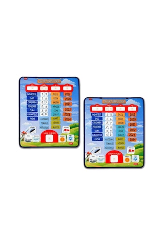 2 Set - 86 Parça Tox Takvimi Öğreniyorum Keçe Duvar Panoları . Eğ
