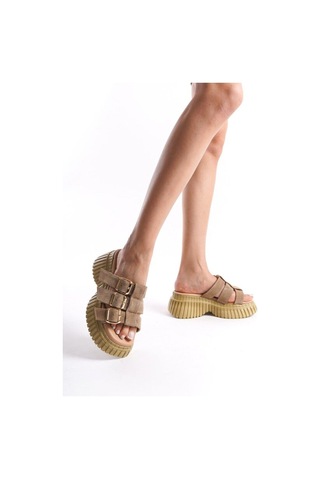 Mubiano Hakiki Deri Collection Kadın Süet Platform Terlik Taba -mcrgn6151-tb Taba
