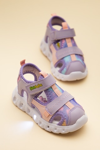 Dilimler Ayakkabı Şirinbebe Ortopedik Kız Bebek Sandalet Lila Işıklı Taban Cırtlı Önü Kapalı-4722