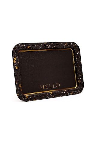 Terrazzo Brown Desenli Grande Metal Tepsi, 31 X 43 Cm