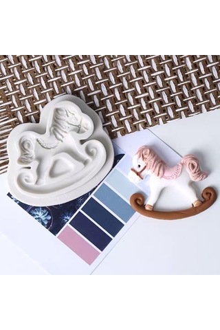 Yaleker Silikon Kek Dekorasyon Kalıbı - At Gibi Şekil, Fondant Ve Çikolata İçin El Yapımı Dıy Araçları Beyaz