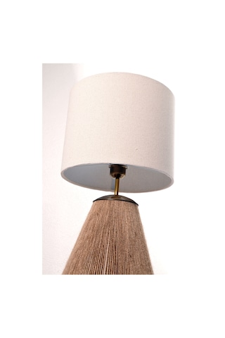 Buldan Bezi Başlıklı El Yapımı Kahve Jüt Abajur Kahverengi