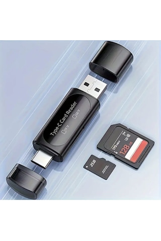 E-kervan 4'ü 1 Arada Kart Okuyucu Type-c Ve Usb Çift Protokol Mikro Sd/tf Hafıza Kartı Kart Okuyucu