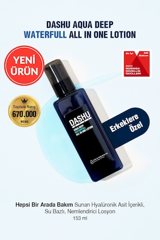 Hyalüronik Asitli Hepsi Bir Arada Bakım Losyonu Dashu Mens Aqua Deep Waterfull All İn One Lotion
