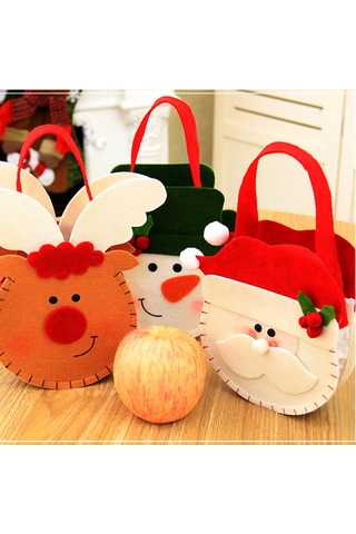 Geeksen Korkusuz Kumaş Noel Hediye Çantası - Kar Tanrısı Desenli Şeker Çantası, Büyük Kapasiteli Noel Dekorasyonu