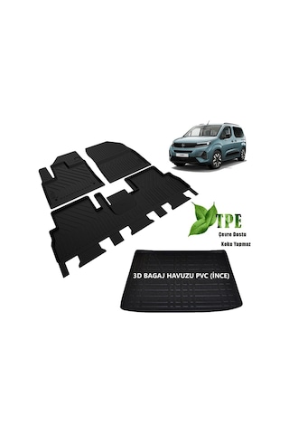 Yeni Makyajlı Opel Combo Paspas Bagaj Havuzu Set Kokusuz Yumuşak 2024 Model Opel Combo