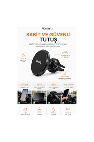 Magsafe Uyumlu Manyetik Araç Telefon Tutucu Havalandırma Izgarası, 360 Döner Başlık