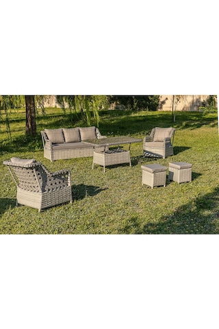 Btkconsept Lupa Eslem Rattan Bahçe Mobilyasi 3+1+1 Puf Ve Salıncak " Masali Gri