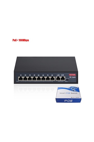 8 Port Poe Switch 120w Güç, Vlan & Qos Destekli, Ip Kamera Ve Ağ Cihazları İçin Ethernet Switch
