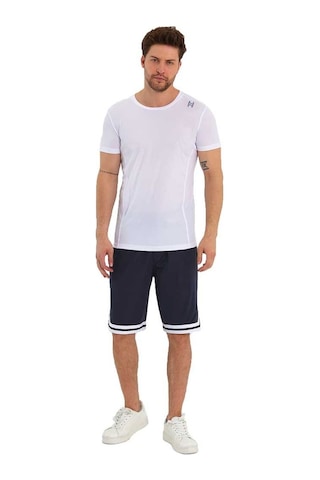 Adams Erkek Polyester Beyaz Şeritli Basketbol Şort 001