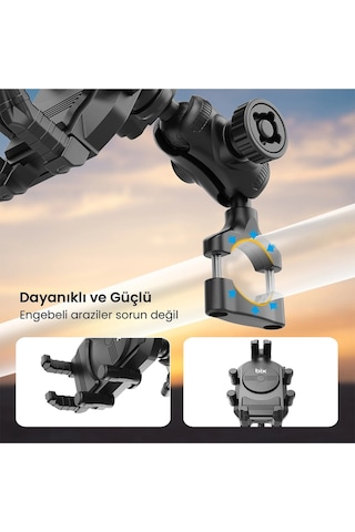 Gidon Bağlantılı Güneş Ve Yağmur Korumalı 360 Derece Ayarlanabilir Motosiklet Bisiklet Telefon Tutucu Renk