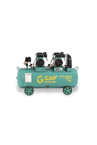 Gap Kompresör Gpy1500x2-100 4 Hp 8 Bar 100 Lt Sessiz Yağsız Kompresör