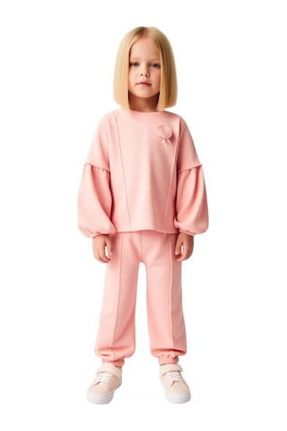 Ersefa Kız Çocuk Waffle Dokulu Sweatshirt Ve Pantolon Takımı Kaliteli Şı Gül Kurusu
