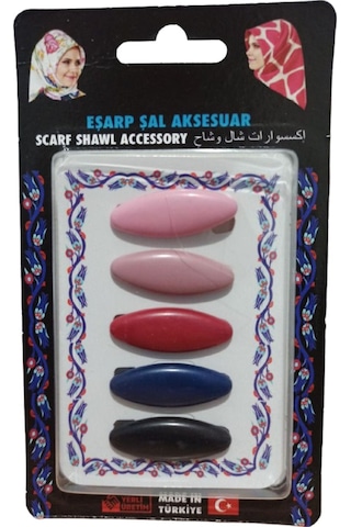 Melodi Scarf 5 Adet Çengelli Damla Eşarp Şal Türban İğnesi Çok Renkli Çok Renkli