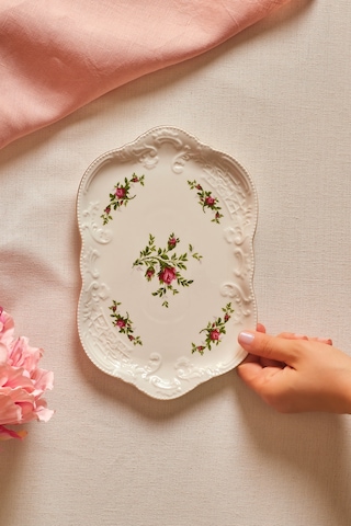 Karaca Vintage Rose Kayık Tabak 25 Cm Çok Renkli