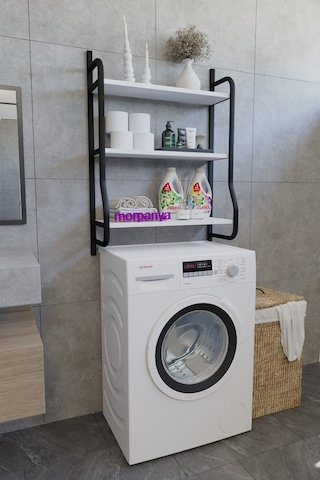 Morpanya Bony Çamaşır Makinesi Üstü Düzenleyici Raf Banyo Dolabı Rafı Makina Üstü Dolap Raf Beyaz