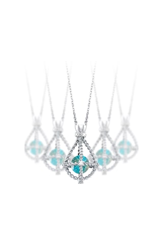 Pırlanta Lilarote Safir Taşlı Gümüş Kolye