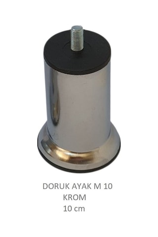 Doruk Ayak, Cıvatalı Baza Koltuk Dolap Ayağı, Metal, Krom, M10, 10 Cm Krom