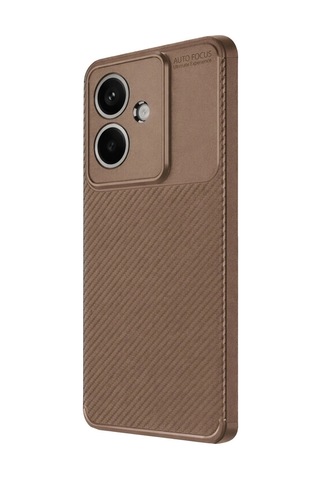 Oppo A3 Kılıf Auto Focus Karbon Kapak - Kahverengi Düz Renkli