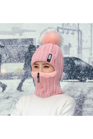 Suntek Kadınlar Kış Şapka Eşarp Bere Kapaklar Kız Pembe Pembe