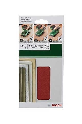 Zımpara Kağıdı 10'lu Set 93 185 Mm 60 120 180 Kum 8 Delik Gri