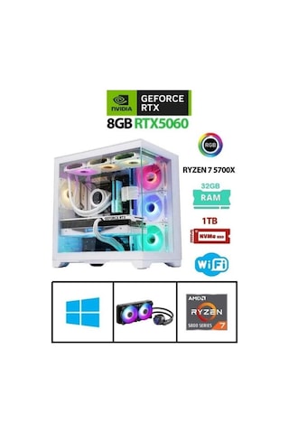 Ramtech RMT17061 R7-5700X 32 GB 1 TB M2 Ssd RTX5060 W11P Masaüstü Bilgisayar