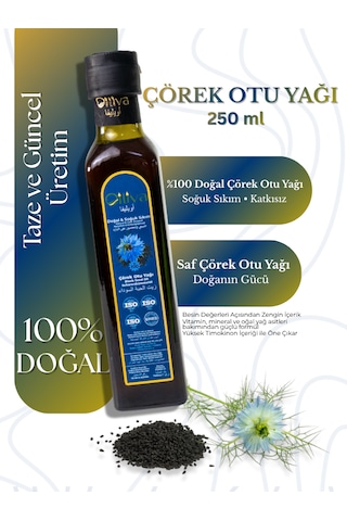 %100 Doğal Soğuk Sıkım Çörek Otu Yağı 250 Ml Cam Şişe Iso & Kosher Onaylı
