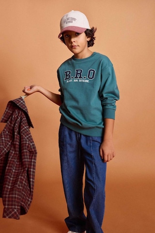 Defacto Erkek Çocuk 2li Takım Baskılı Sweatshirt Jean Pantolon G4680a825wngn756 Yeşil-gn756