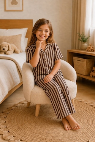Norcia Sports Kız Çocuk Çizgili Gecelik Kahve Pijama Takımı Çok Renkli - 929722317 Çok Renkli - 929722317 Çok Renkli