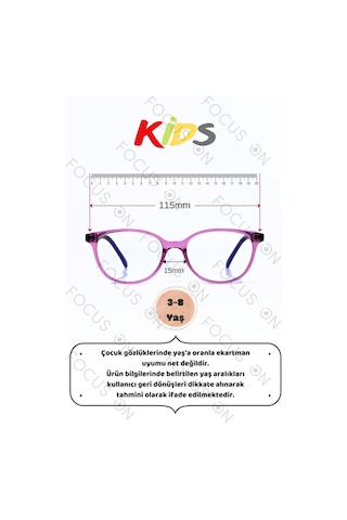 Focus On KS003-C23-EKRAN Mor 3-8 Yaş Mavi Işık Filtreli Çocuk Ekran Gözlüğü