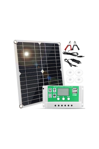 Ranyeek 20w Tekkristal Güneş Paneli Seti - 10a Pwm Kontrolör, Usb Çıkışı, 5 Koruma Özelliği İle Araba, Bot, Bahçe Akıllayıcı Yeşil