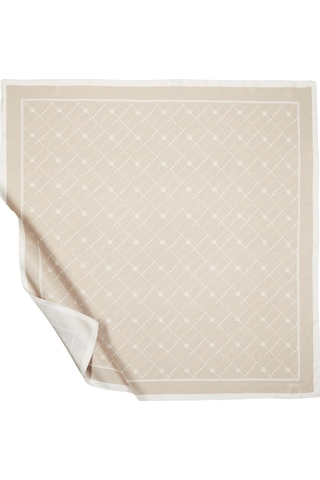 İpekevi Twill İpek Eşarp - Monogram - Vizon - Kahve Gold