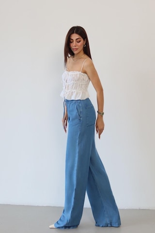 Lacarino 8298 Kadın Palazzo Jean Pantolon Blue