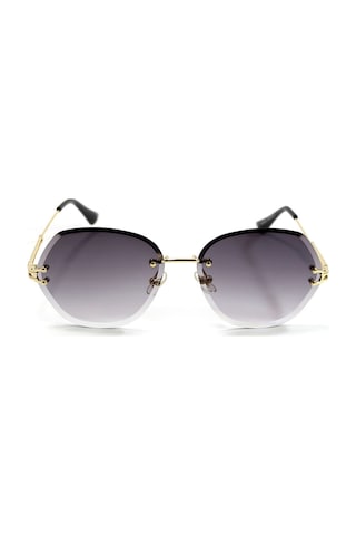 Kinary Kristal Cam Beşgen Çerçeve Siyah Gözlük