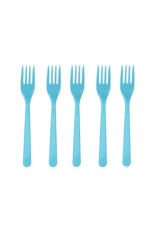 Premium Organizasyon Etkinlik Sunum Plastik Çatal 25 Adet Mavi